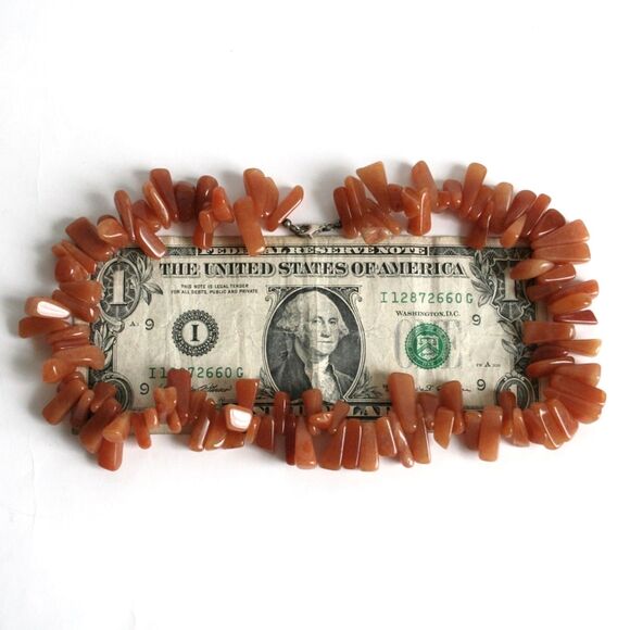 Orange Polished Natural Stone Beaded Choker Necklace - Picture 4 of 4